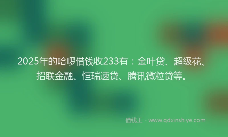 2025年的哈啰借钱收233有：金叶贷、超级花、招联金融、恒瑞速贷、腾讯微粒贷等。