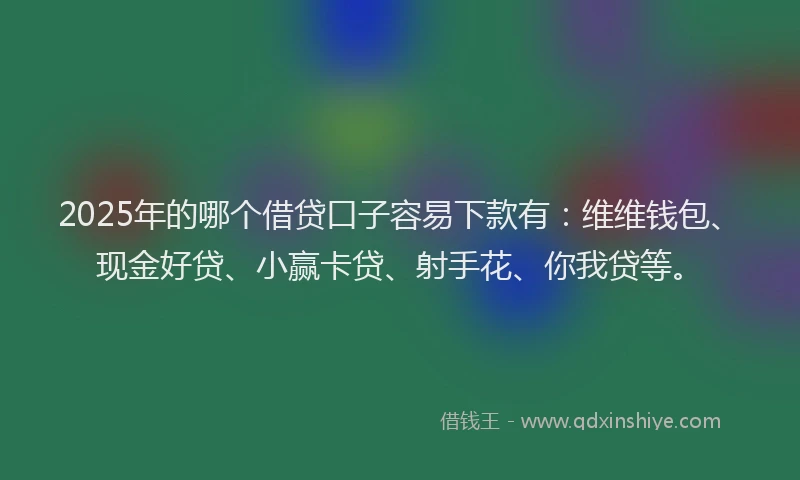 2025年的哪个借贷口子容易下款有:维维钱包、现金好贷、小赢卡贷、射手花、你我贷等。