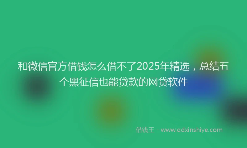 和微信官方借钱怎么借不了2025年精选，总结五个黑征信也能贷款的网贷软件