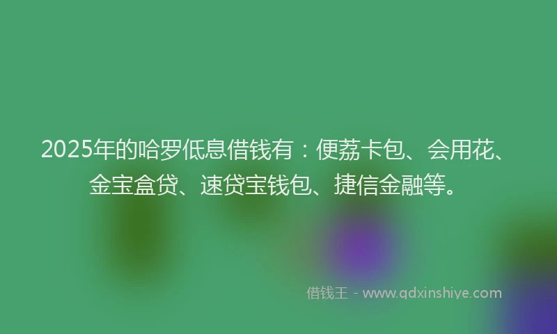 2025年的哈罗低息借钱有：便荔卡包、会用花、金宝盒贷、速贷宝钱包、捷信金融等。