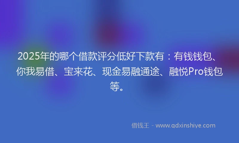 2025年的哪个借款评分低好下款有：有钱钱包、你我易借、宝来花、现金易融通途、融悦Pro钱包等。