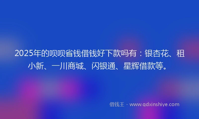 2025年的呗呗省钱借钱好下款吗有:银杏花、租小新、一川商城、闪银通、星辉借款等。