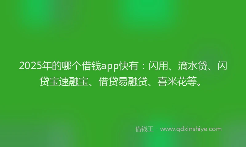 2025年的哪个借钱app快有：闪用、滴水贷、闪贷宝速融宝、借贷易融贷、喜米花等。