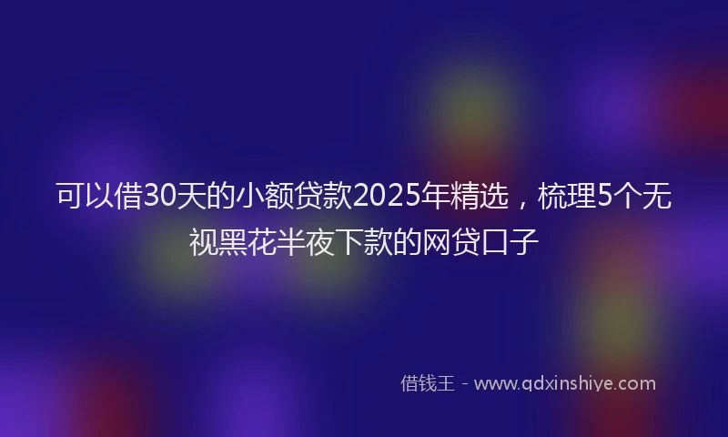 可以借30天的小额贷款2025年精选，梳理5个无视黑花半夜下款的网贷口子