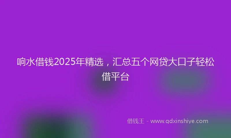 响水借钱2025年精选,汇总五个网贷大口子轻松借平台