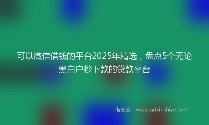 可以微信借钱的平台2025年精选，盘点5个无论黑白户秒下款的贷款平台