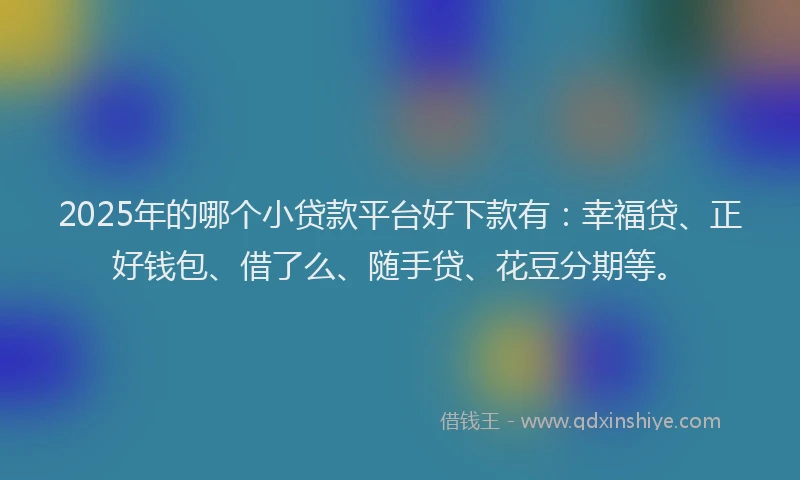 2025年的哪个小贷款平台好下款有：幸福贷、正好钱包、借了么、随手贷、花豆分期等。