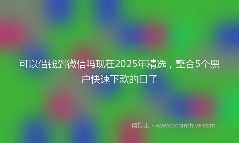 可以借钱到微信吗现在2025年精选，整合5个黑户快速下款的口子