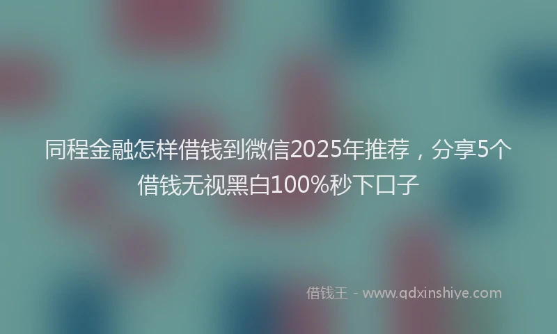 同程金融怎样借钱到微信2025年推荐，分享5个借钱无视黑白100%秒下口子