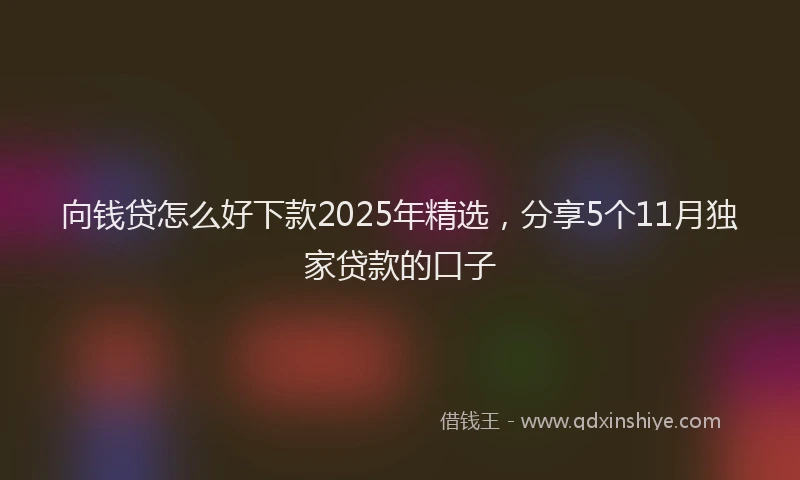 向钱贷怎么好下款2025年精选，分享5个11月独家贷款的口子