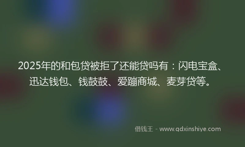 2025年的和包贷被拒了还能贷吗有：闪电宝盒、迅达钱包、钱鼓鼓、爱蹦商城、麦芽贷等。