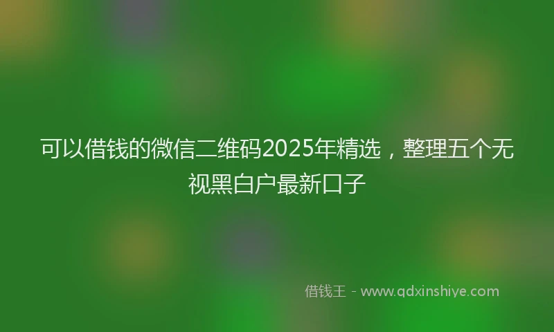 可以借钱的微信二维码2025年精选，整理五个无视黑白户最新口子