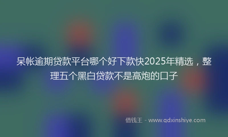 呆帐逾期贷款平台哪个好下款快2025年精选，整理五个黑白贷款不是高炮的口子