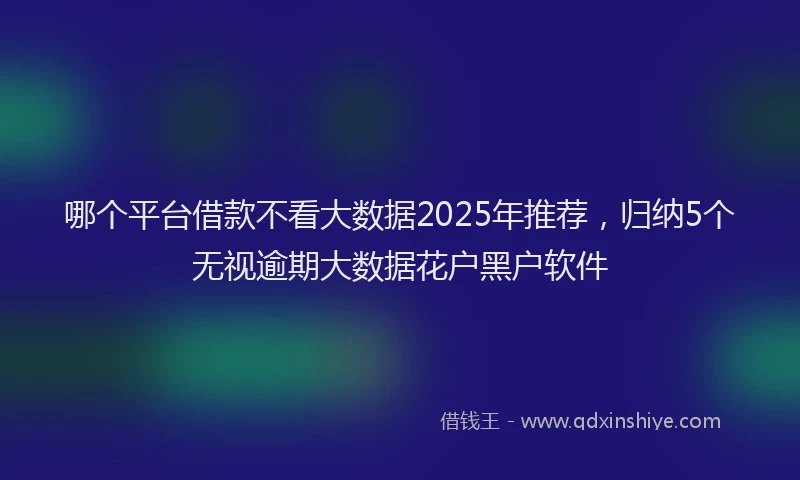 哪个平台借款不看大数据2025年推荐,归纳5个无视逾期大数据花户黑户软件