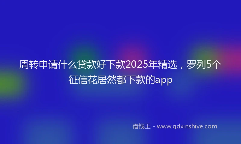 周转申请什么贷款好下款2025年精选，罗列5个征信花居然都下款的app