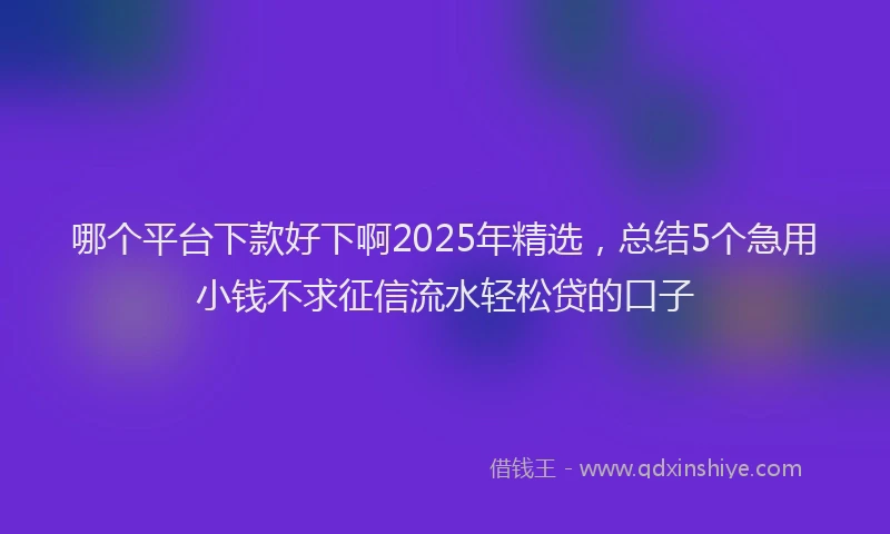 哪个平台下款好下啊2025年精选,总结5个急用小钱不求征信流水轻松贷的口子