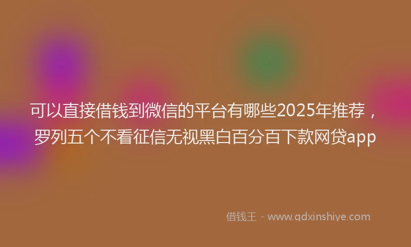 可以直接借钱到微信的平台有哪些2025年推荐，罗列五个不看征信无视黑白百分百下款网贷app