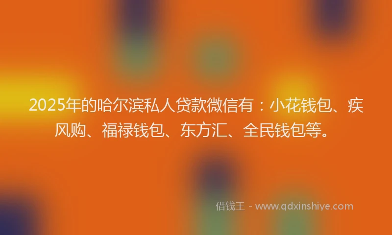 2025年的哈尔滨私人贷款微信有：小花钱包、疾风购、福禄钱包、东方汇、全民钱包等。