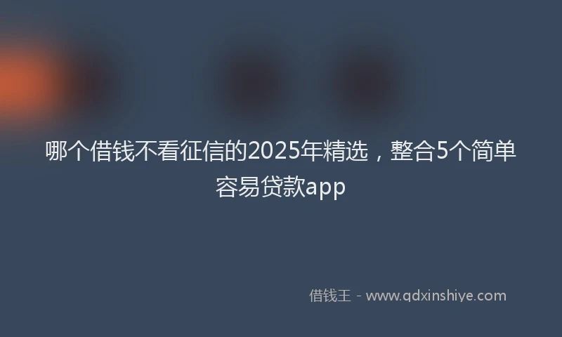 哪个借钱不看征信的2025年精选，整合5个简单容易贷款app