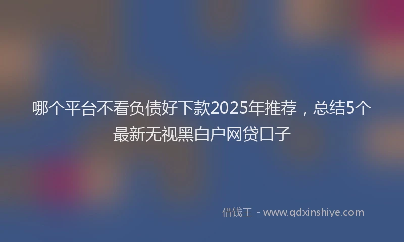 哪个平台不看负债好下款2025年推荐,总结5个最新无视黑白户网贷口子