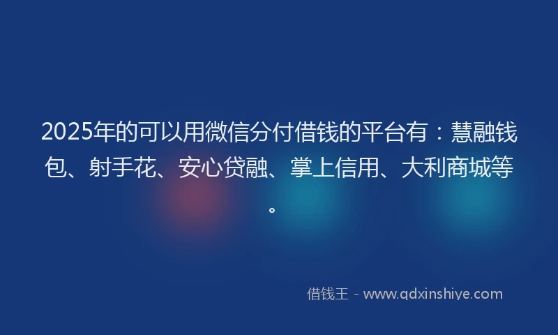2025年的可以用微信分付借钱的平台有：慧融钱包、射手花、安心贷融、掌上信用、大利商城等。