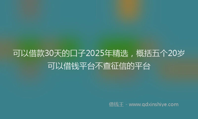 可以借款30天的口子2025年精选，概括五个20岁可以借钱平台不查征信的平台