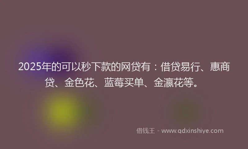 2025年的可以秒下款的网贷有：借贷易行、惠商贷、金色花、蓝莓买单、金瀛花等。