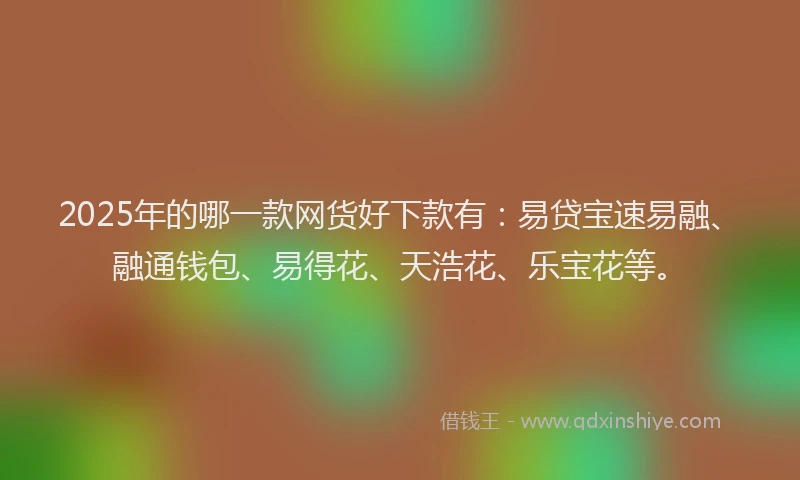 2025年的哪一款网货好下款有：易贷宝速易融、融通钱包、易得花、天浩花、乐宝花等。