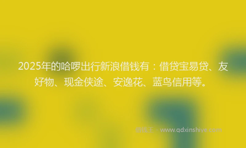 2025年的哈啰出行新浪借钱有：借贷宝易贷、友好物、现金侠途、安逸花、蓝鸟信用等。