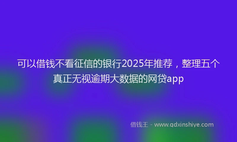 可以借钱不看征信的银行2025年推荐，整理五个真正无视逾期大数据的网贷app