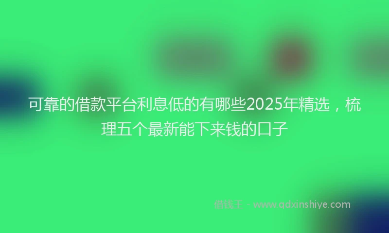 可靠的借款平台利息低的有哪些2025年精选，梳理五个最新能下来钱的口子