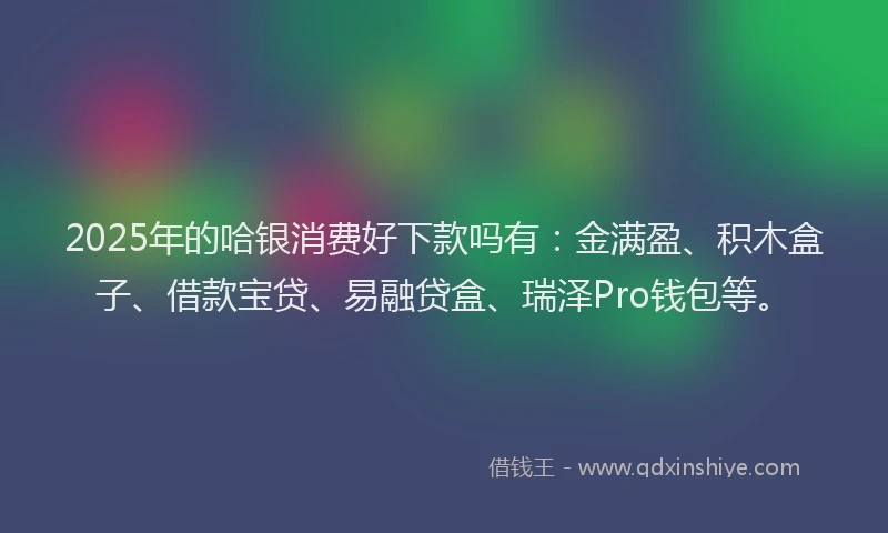2025年的哈银消费好下款吗有：金满盈、积木盒子、借款宝贷、易融贷盒、瑞泽Pro钱包等。