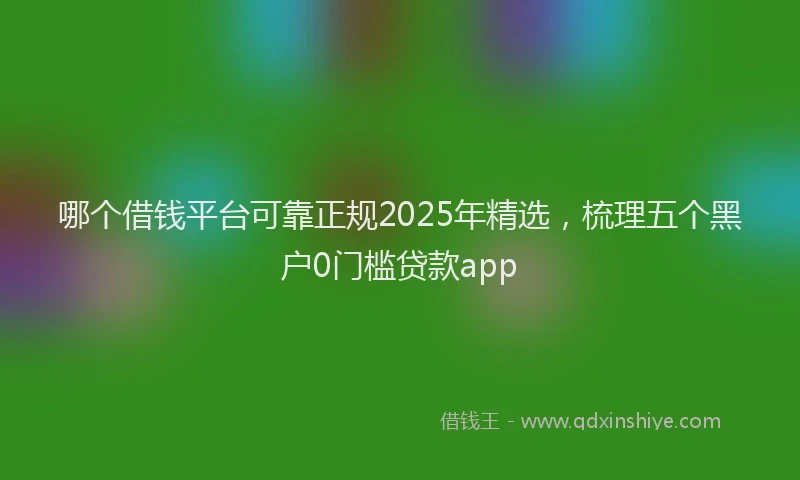 哪个借钱平台可靠正规2025年精选，梳理五个黑户0门槛贷款app