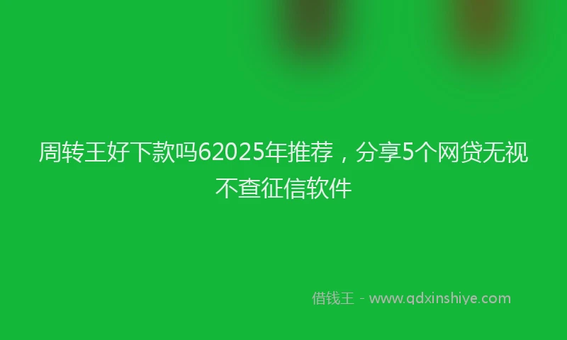 周转王好下款吗62025年推荐，分享5个网贷无视不查征信软件