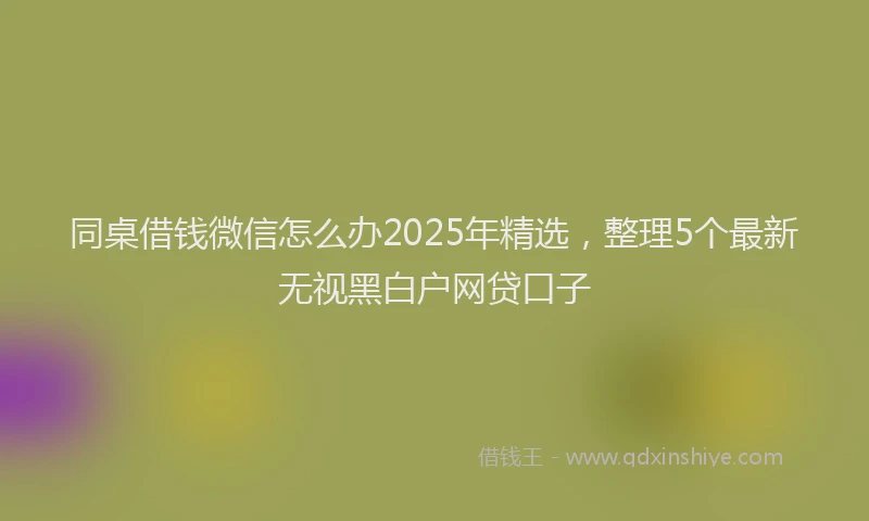 同桌借钱微信怎么办2025年精选，整理5个最新无视黑白户网贷口子
