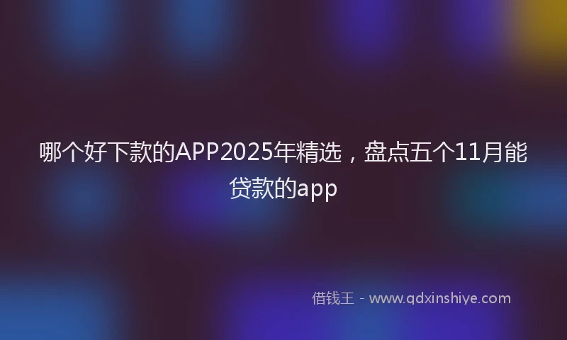 哪个好下款的APP2025年精选,盘点五个11月能贷款的app