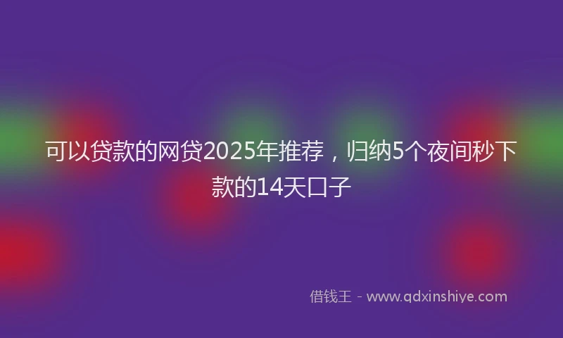 可以贷款的网贷2025年推荐，归纳5个夜间秒下款的14天口子