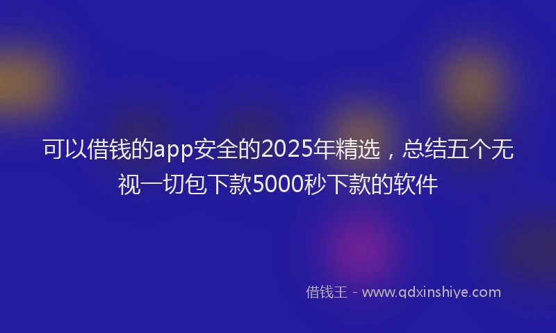 可以借钱的app安全的2025年精选，总结五个无视一切包下款5000秒下款的软件