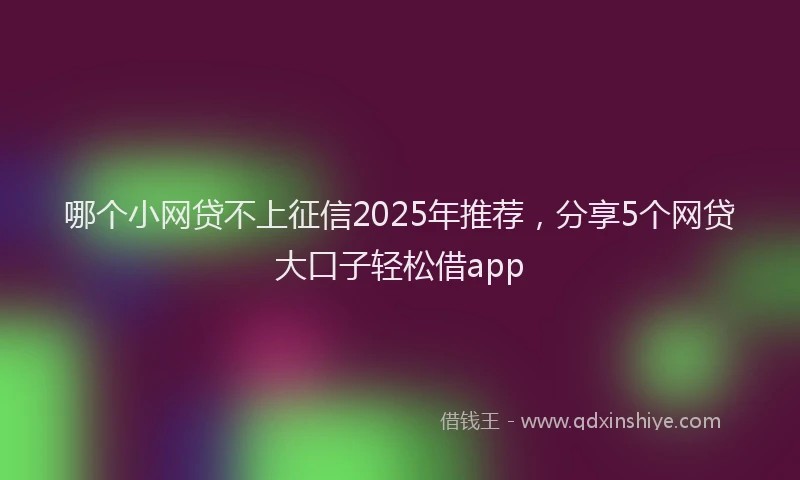 哪个小网贷不上征信2025年推荐,分享5个网贷大口子轻松借app