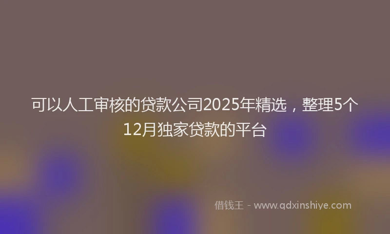 可以人工审核的贷款公司2025年精选，整理5个12月独家贷款的平台