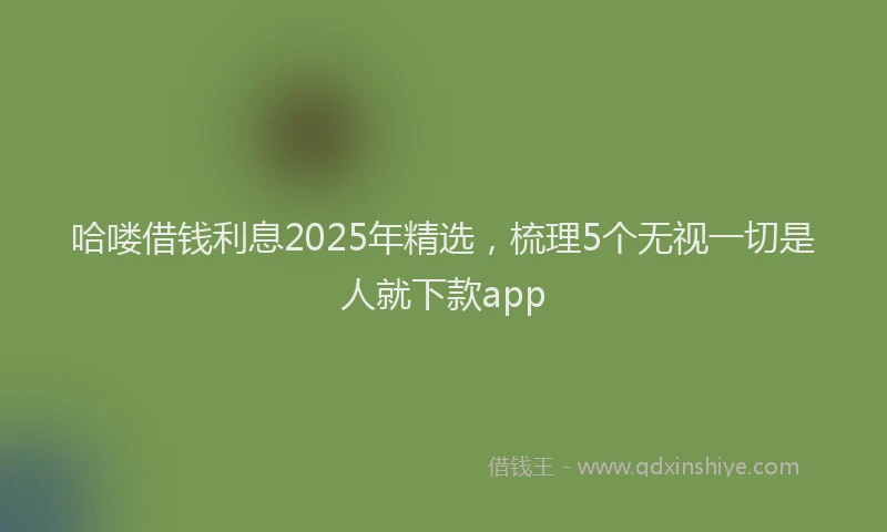 哈喽借钱利息2025年精选，梳理5个无视一切是人就下款app