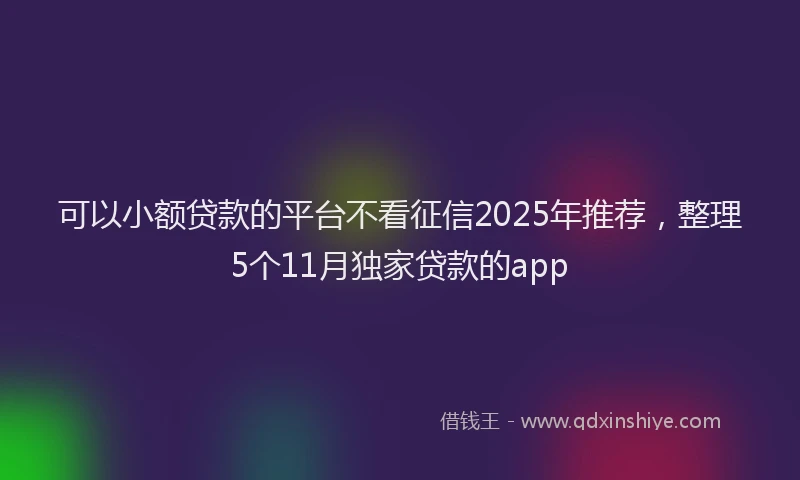 可以小额贷款的平台不看征信2025年推荐，整理5个11月独家贷款的app
