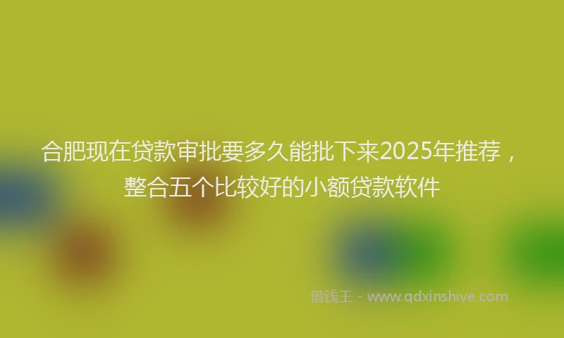 合肥现在贷款审批要多久能批下来2025年推荐，整合五个比较好的小额贷款软件