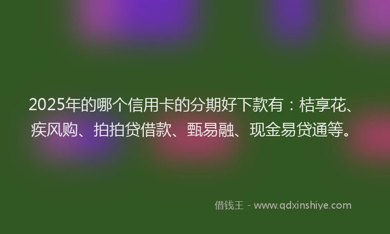 2025年的哪个信用卡的分期好下款有:桔享花、疾风购、拍拍贷借款、甄易融、现金易贷通等。