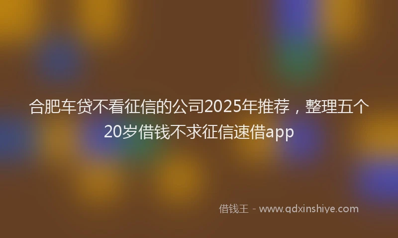 合肥车贷不看征信的公司2025年推荐，整理五个20岁借钱不求征信速借app