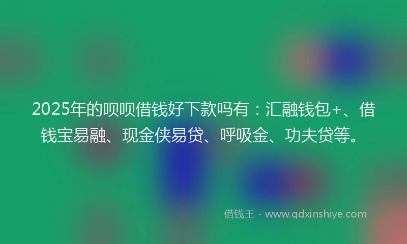 2025年的呗呗借钱好下款吗有:汇融钱包+、借钱宝易融、现金侠易贷、呼吸金、功夫贷等。