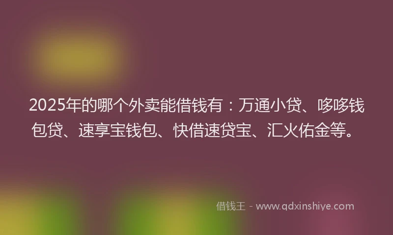 2025年的哪个外卖能借钱有：万通小贷、哆哆钱包贷、速享宝钱包、快借速贷宝、汇火佑金等。