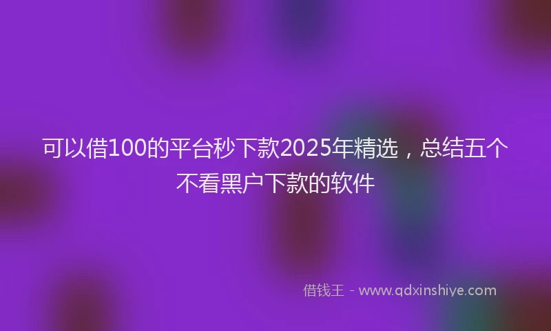 可以借100的平台秒下款2025年精选，总结五个不看黑户下款的软件