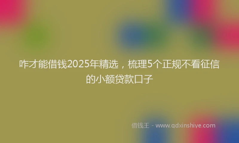 咋才能借钱2025年精选，梳理5个正规不看征信的小额贷款口子