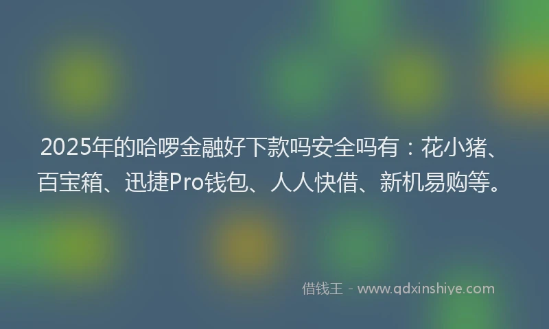 2025年的哈啰金融好下款吗安全吗有：花小猪、百宝箱、迅捷Pro钱包、人人快借、新机易购等。